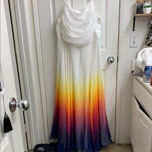 White and Ombre Maxi Dress